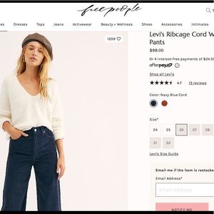 Levi’s Ribcage Wide Leg Jeans 26 x 34